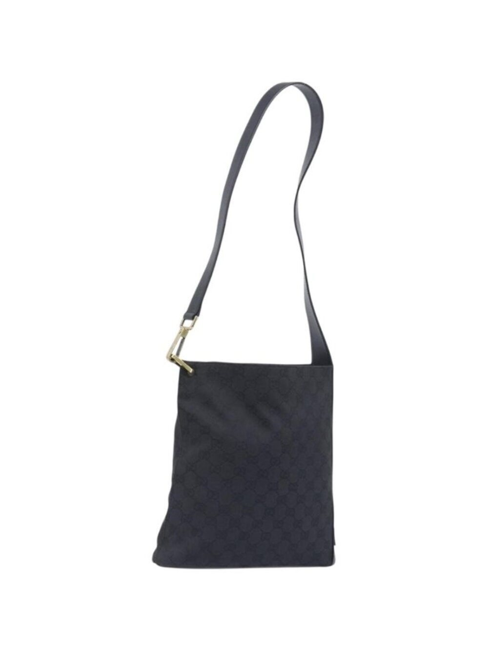 GUCCI GG Canvas Shoulder Bag Black Gold Tone 91761